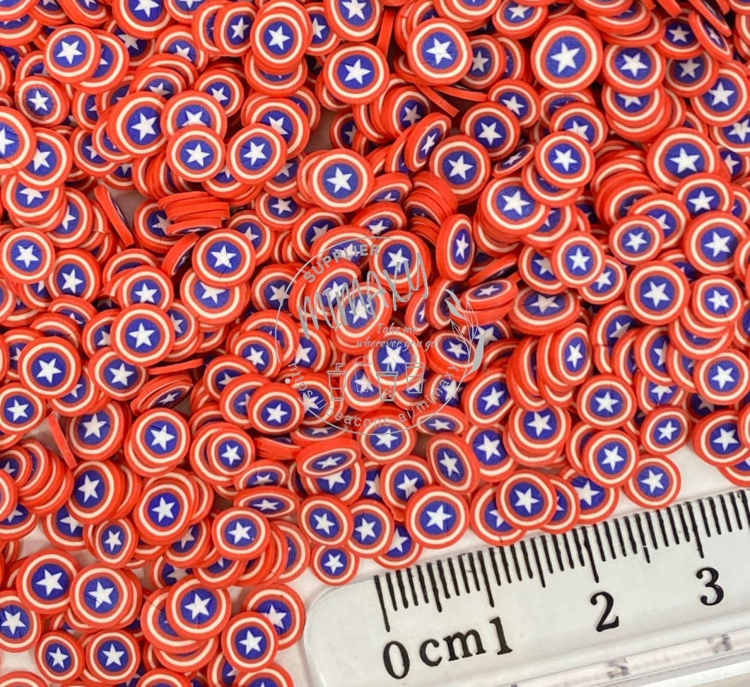 5mm Captain America Shield,Polymer clay slices, Fake sprinkles, snow globe tumbler, resin art, nail art, USA 005