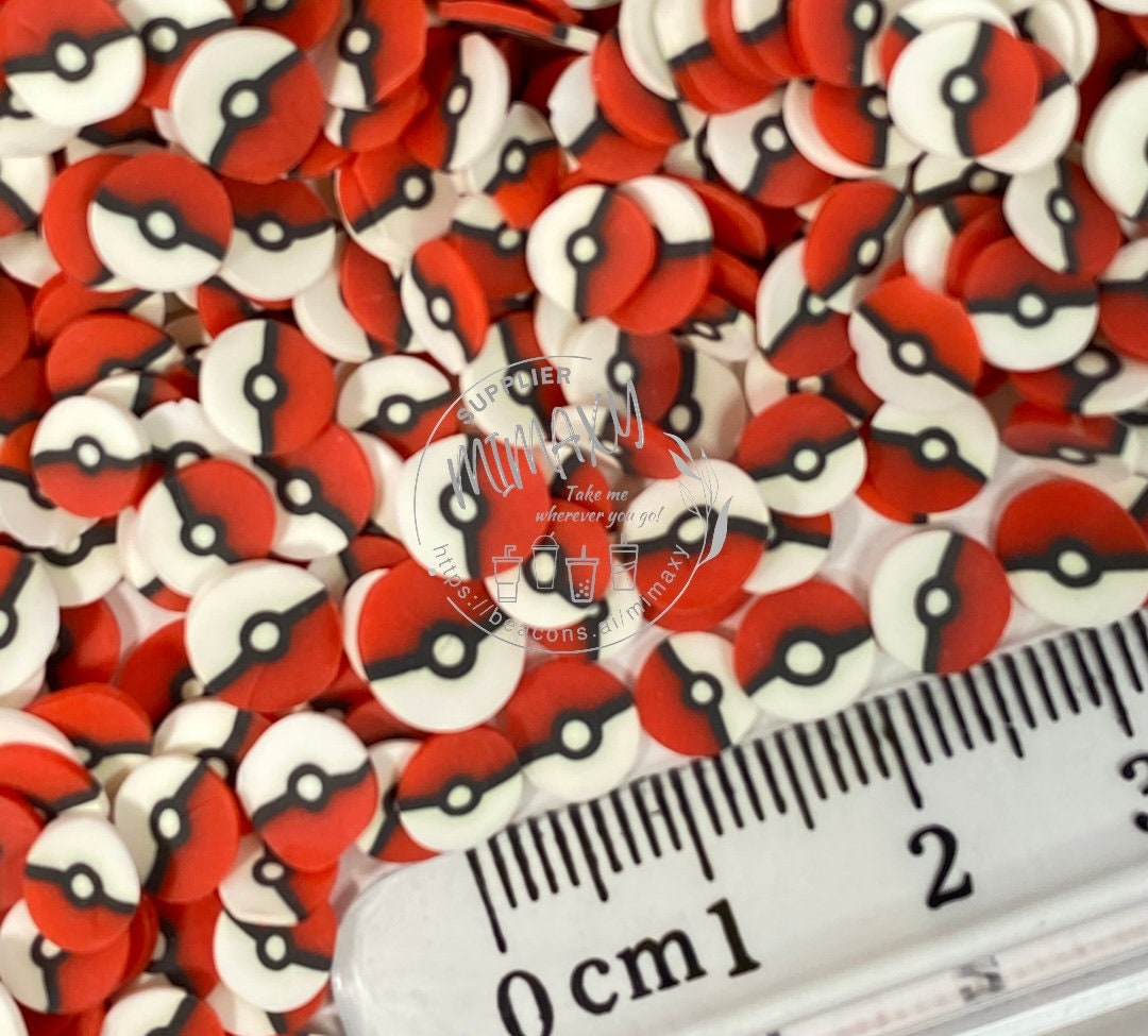 5mm Poke-ball polimer clay slices / resin art / nail art / crafts / DIY / BALLS 009