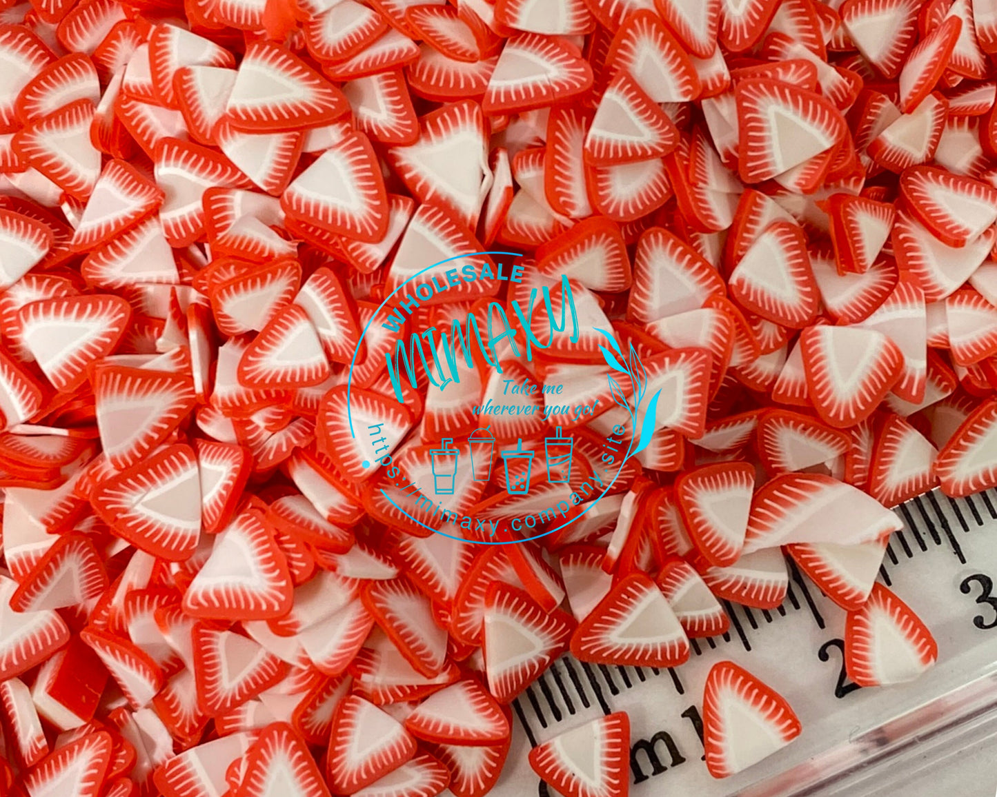 5mm Strawberry Slices, Polymer Clay Slices / Berries / resin art / nail art / crafts / sweet fruit / snow globe tumbler Diy, STRAWBERRY 001