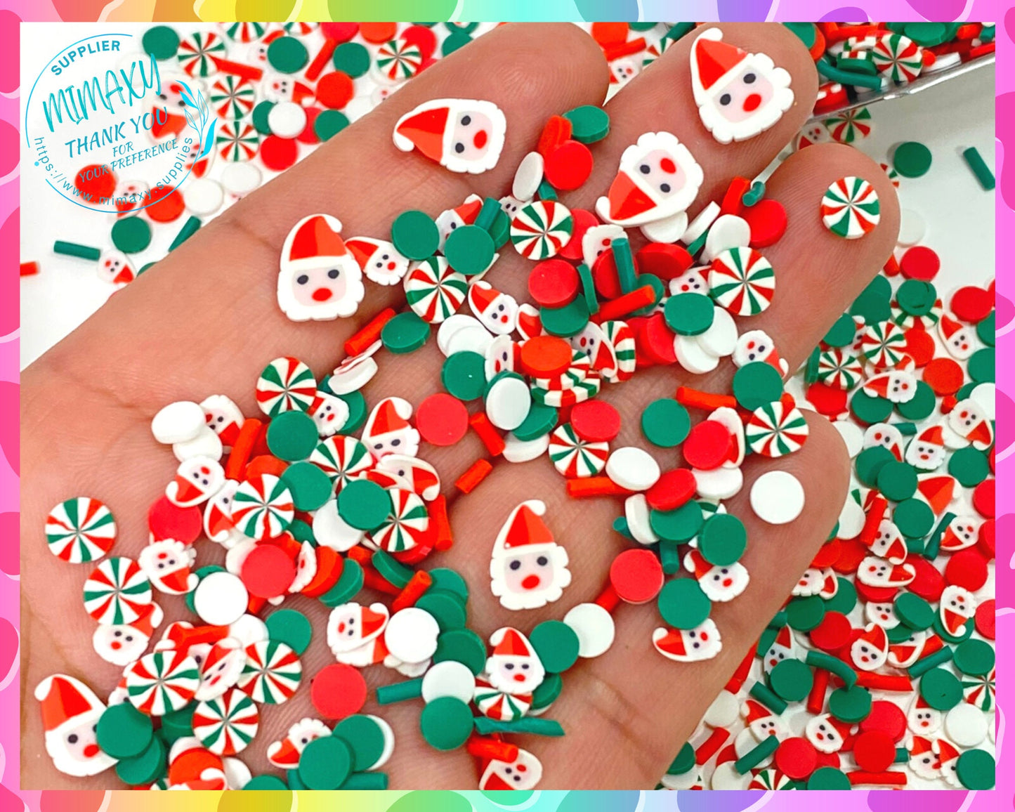 5-10mm Mix Santa Gifts , CHRISTMAS, Sprinkle, Slime, Polymer Clay Slices, Fake, Nail, Craft Ships, mint, Pinwheel, tree, winter, XMAS 012
