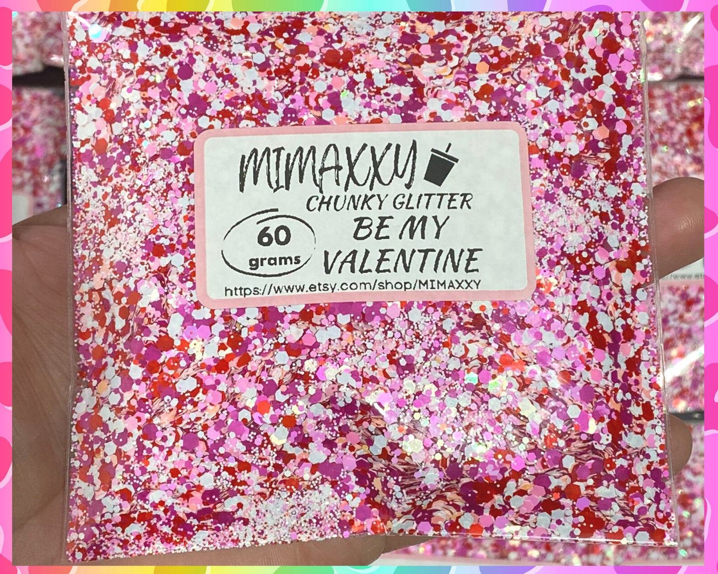 BE MY VALENTINE, Chunky Glitter Mix, Cosmetic Glitter,Nail Art, Resin art,Snow Globe Tumbler,Craft, Shaped Glitter, Mix 19
