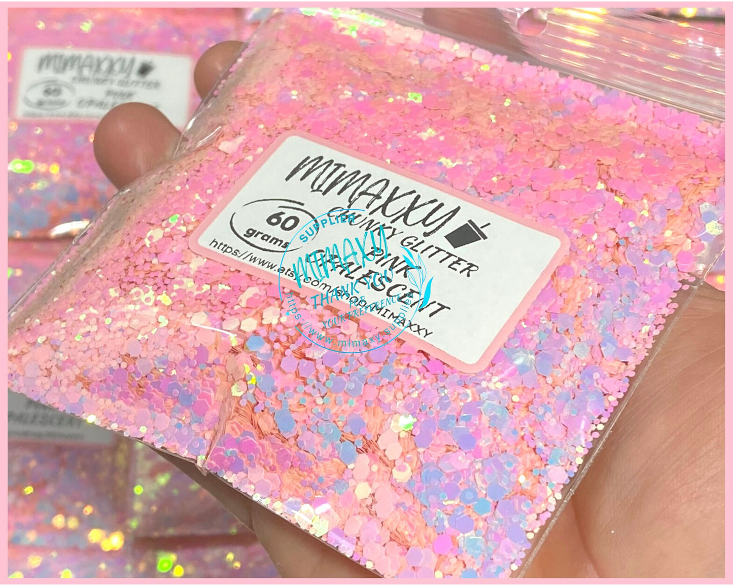 PINK OPALESCENT ,Shaped Glitter, Chunky Glitter Mix, Cosmetic Glitter,Nail Art, Resin art,Snow Globe Tumbler,Craft, CHUNKY 002