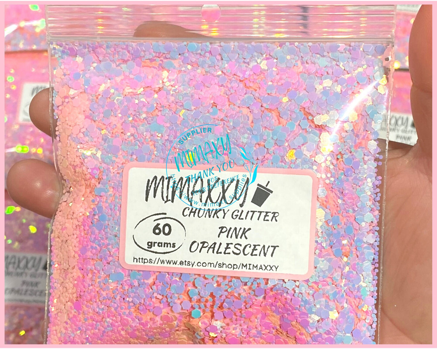 PINK OPALESCENT ,Shaped Glitter, Chunky Glitter Mix, Cosmetic Glitter,Nail Art, Resin art,Snow Globe Tumbler,Craft, CHUNKY 002