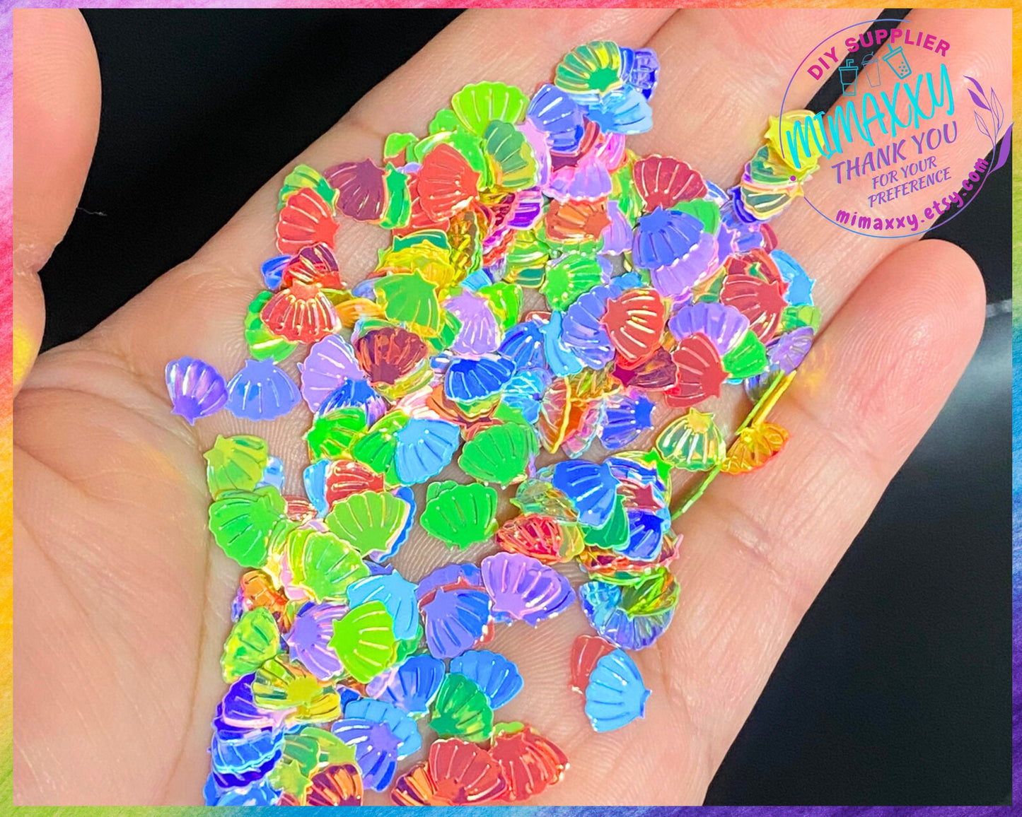 5mm Mix SHELLS Mermaid Sea Sprinkle Slime Fake Bake Nail Art Faux Craft Ships, Shape Glitter, SHELLS 002