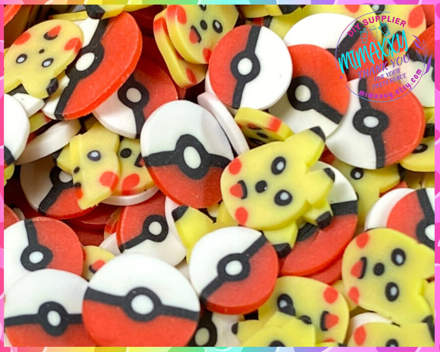 5mm Poke=mon mix, polimer clay slices / pokeball / resin art / nail art / crafts / DIY / CARTOON MIX 018