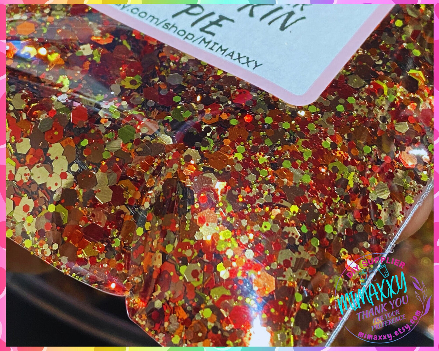 Pumpkin Pie, CHUNKY Glitter, Cosmetic Glitter,Nail Art, Resin art,Snow Globe Tumbler,Craft, Shaped Glitter, gold, amber, red, HALLOWEEN 020