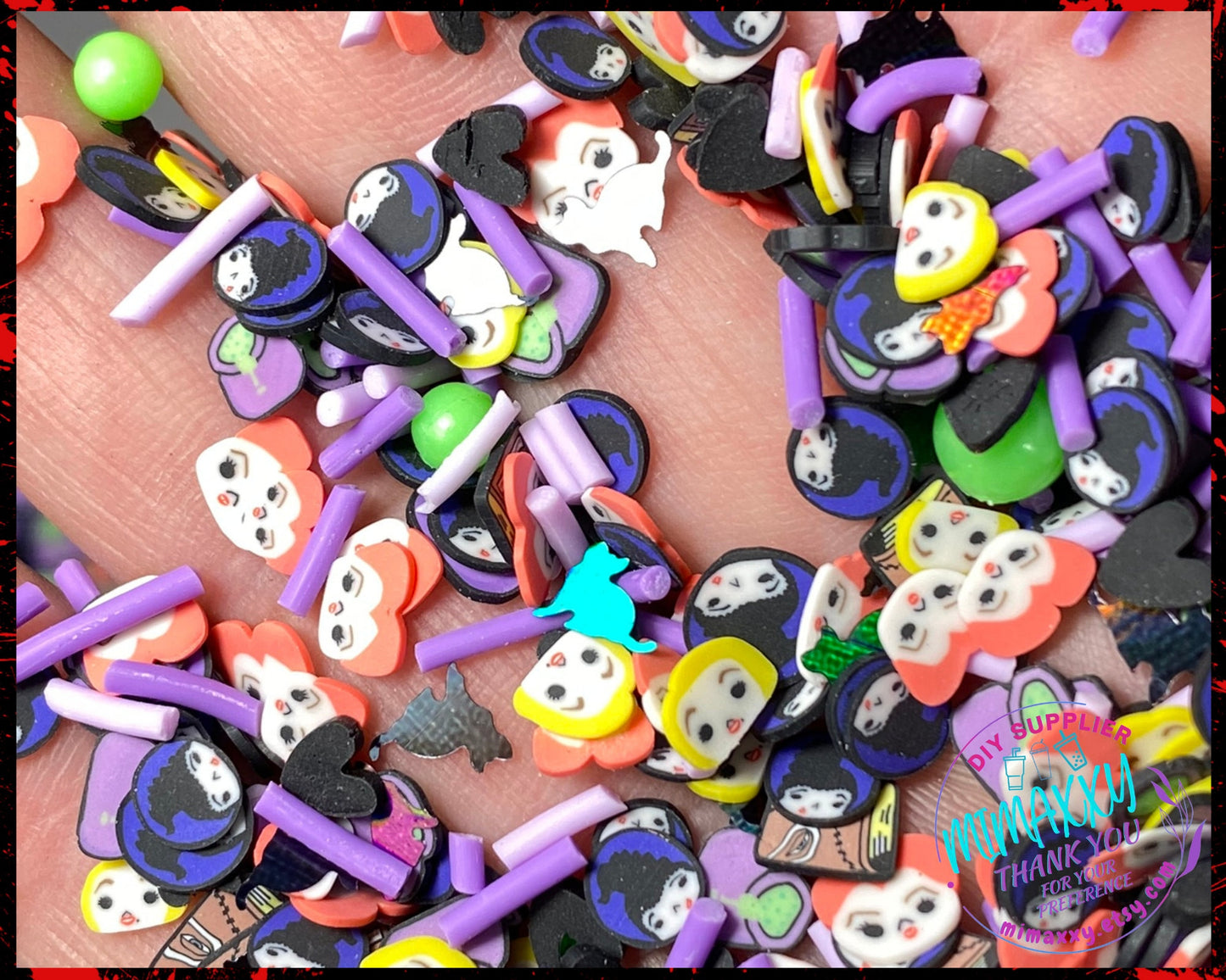 5mm Hocus Pocus Mix, Witches brew/ Sprinkle, Slime Polymer Clay Slices, Fake Bake Nail, Craft Ships, mix, salem, HALLOWEEN MIX 015