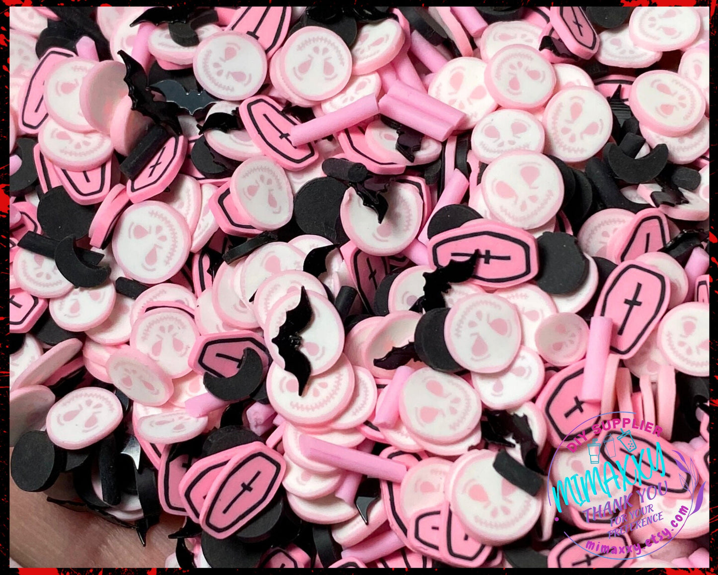 5mm Pink Jack Mix / Halloween Ghost/ Skeleton Polymer Clay/ Sprinkle/ DIY / Resin Art, Snow globe tumbler / Christmas, HALLOWEEN MIX 016