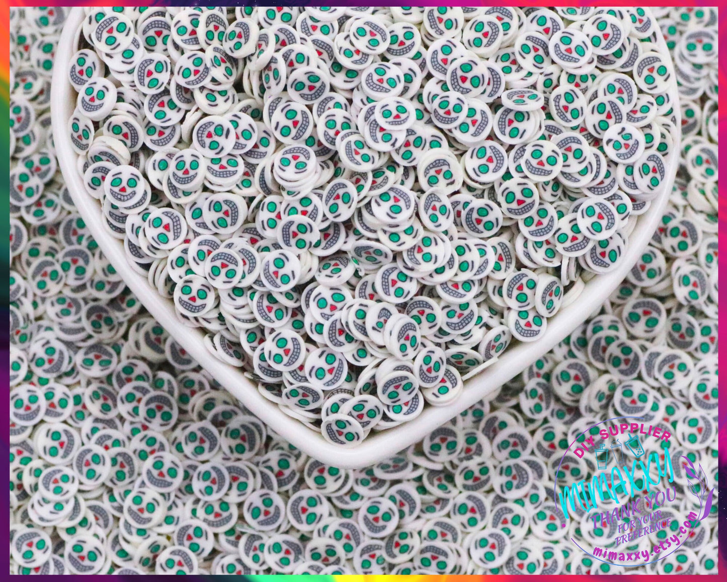 5mm Ghost, Sprinkle, Slime Polymer Clay Slices, Fake Bake Nail, Craft Ships, mix, witches, hocus, MOVIE 018