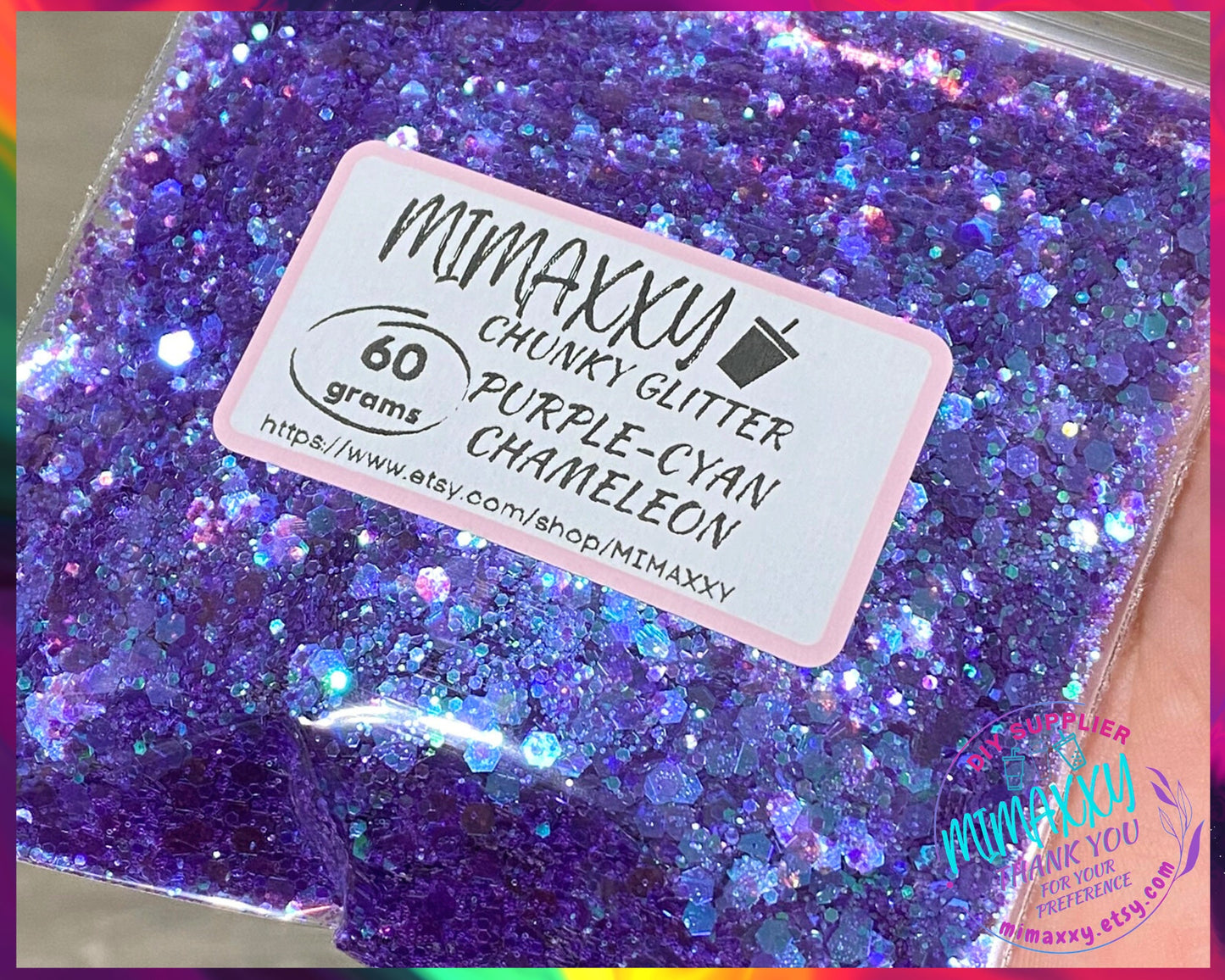 Purple Cyan Chameleon ,Shaped Glitter, Chunky Glitter Mix, Cosmetic Glitter,Nail Art, Resin art,Snow Globe Tumbler,Craft, CHAMELEON 007