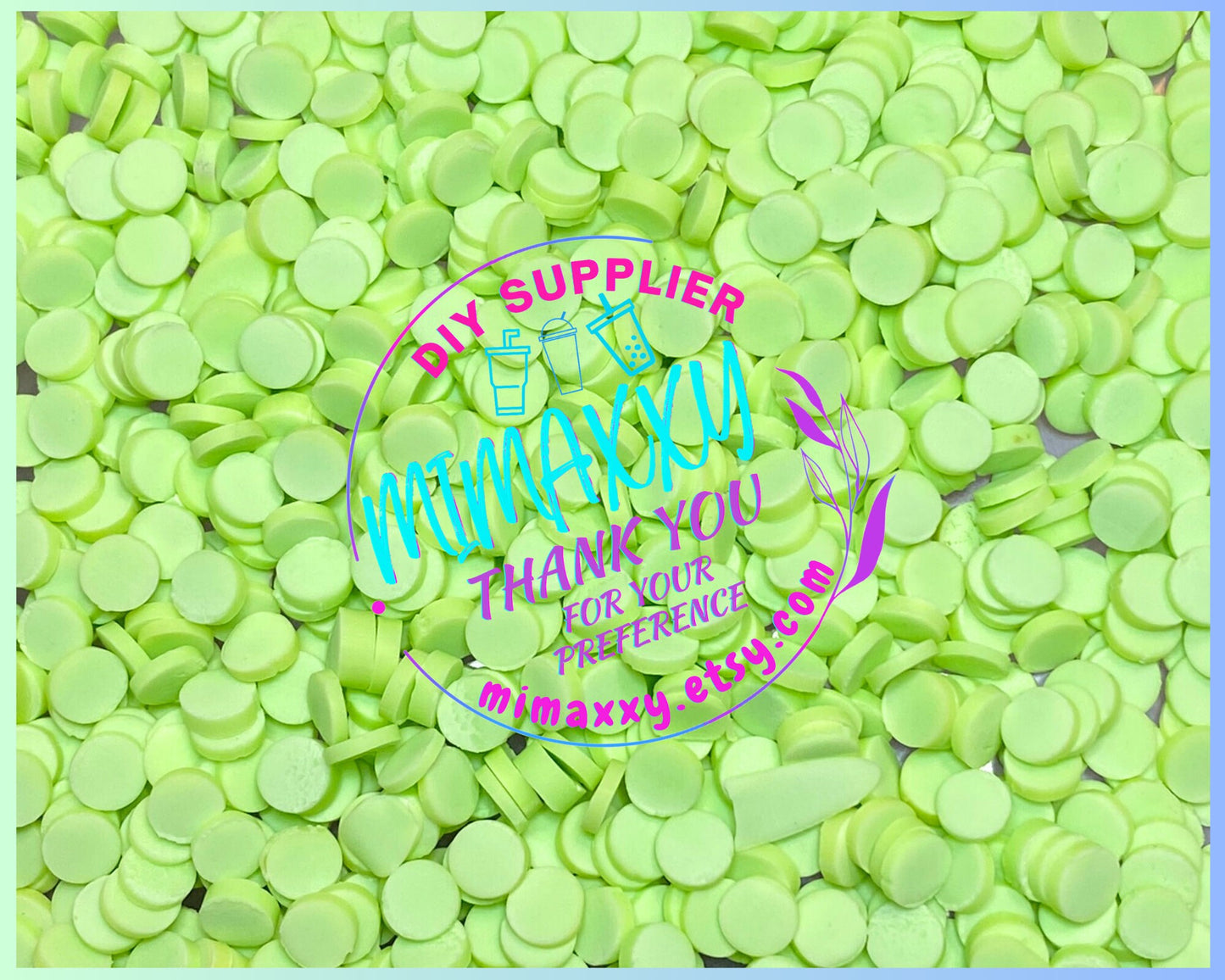 5mm Pistachio Chip Polymer Clay Round Circles, Fake Sprinkles, Not Edible, crafts, snow globe tumblers, slime, Decoden, CONFETTI 005