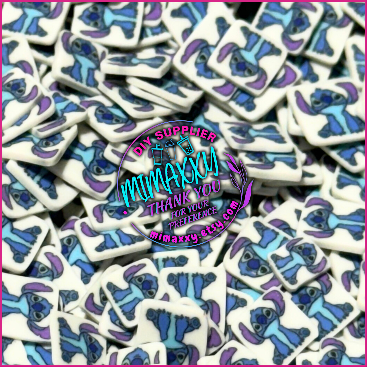 5mm Hawaiian Alien, Aloha, blue alien, Sprinkle Slime, Polymer Clay Slice Slices Fake Bake Nail Art Faux Craft , A-021