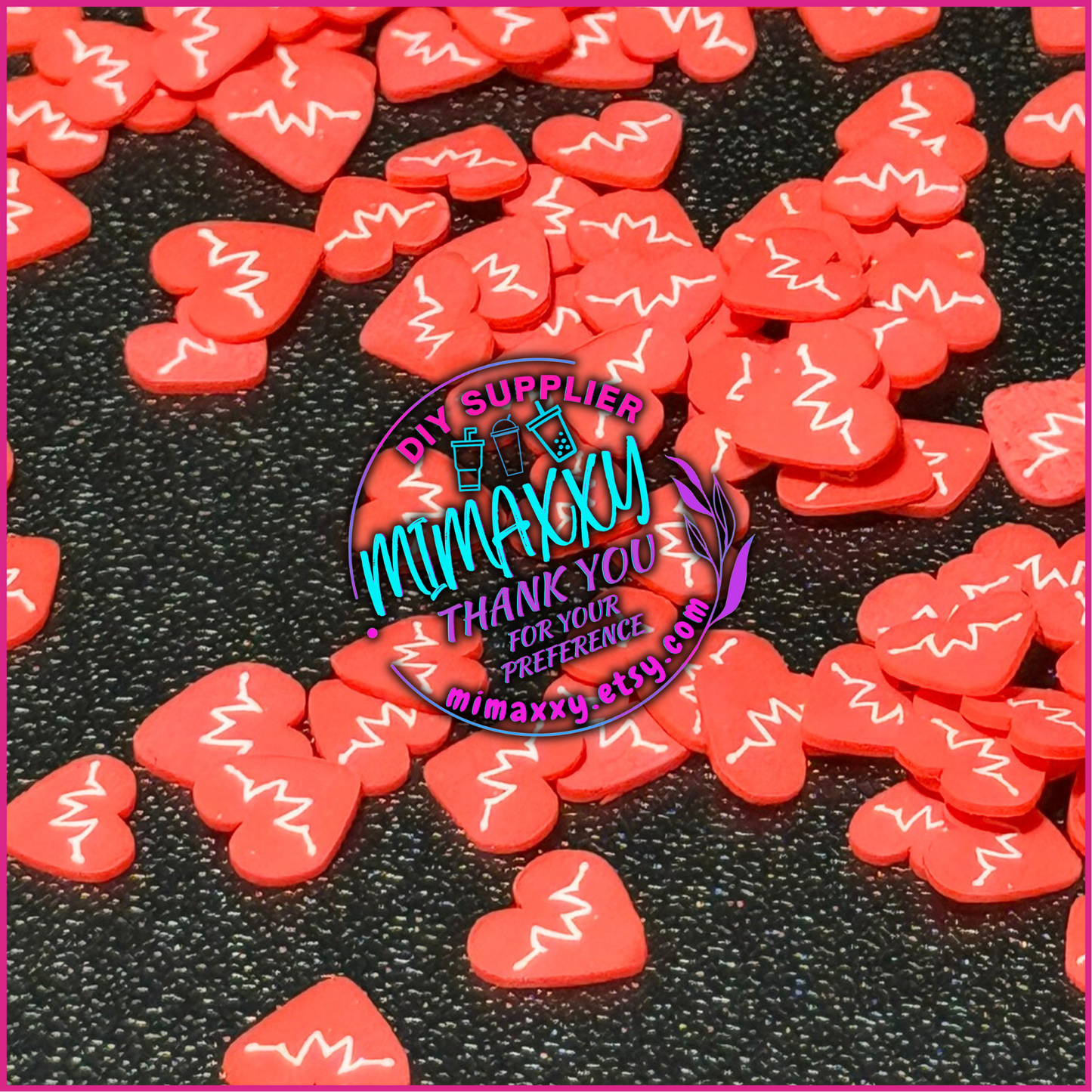 5mm HEART Electrocardiogram Nurse and doctors, Pills, Band-Aid/ Kuwaii /Fimo/Slice Perfect for DIY/Fake/Slime/Snow Globe Tumblers/Deco Topping, A-011 (copia)