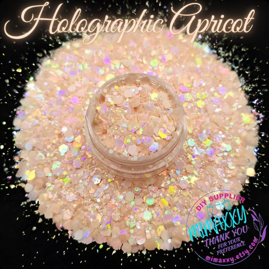 APRICOT HOLOGRAPHIC MACAROON, Shaped Glitter, Chuny Glitter Mix, Cosmetic Glitter,Nail Art, Resin art,Snow Globe Tumbler ,Craft, Matte Hm 010