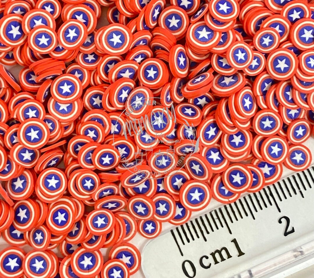 5mm Captain America Shield,Polymer clay slices, Fake sprinkles, snow globe tumbler, resin art, nail art,  USA 005