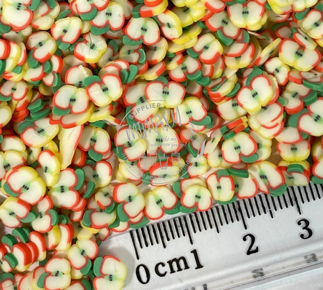 5mm Sour Apple,  Polymer Clay Slices / resin art / nail art / snow globe tumbler / crafts / supplies / DIY / Cute / fruits, APPLE 002