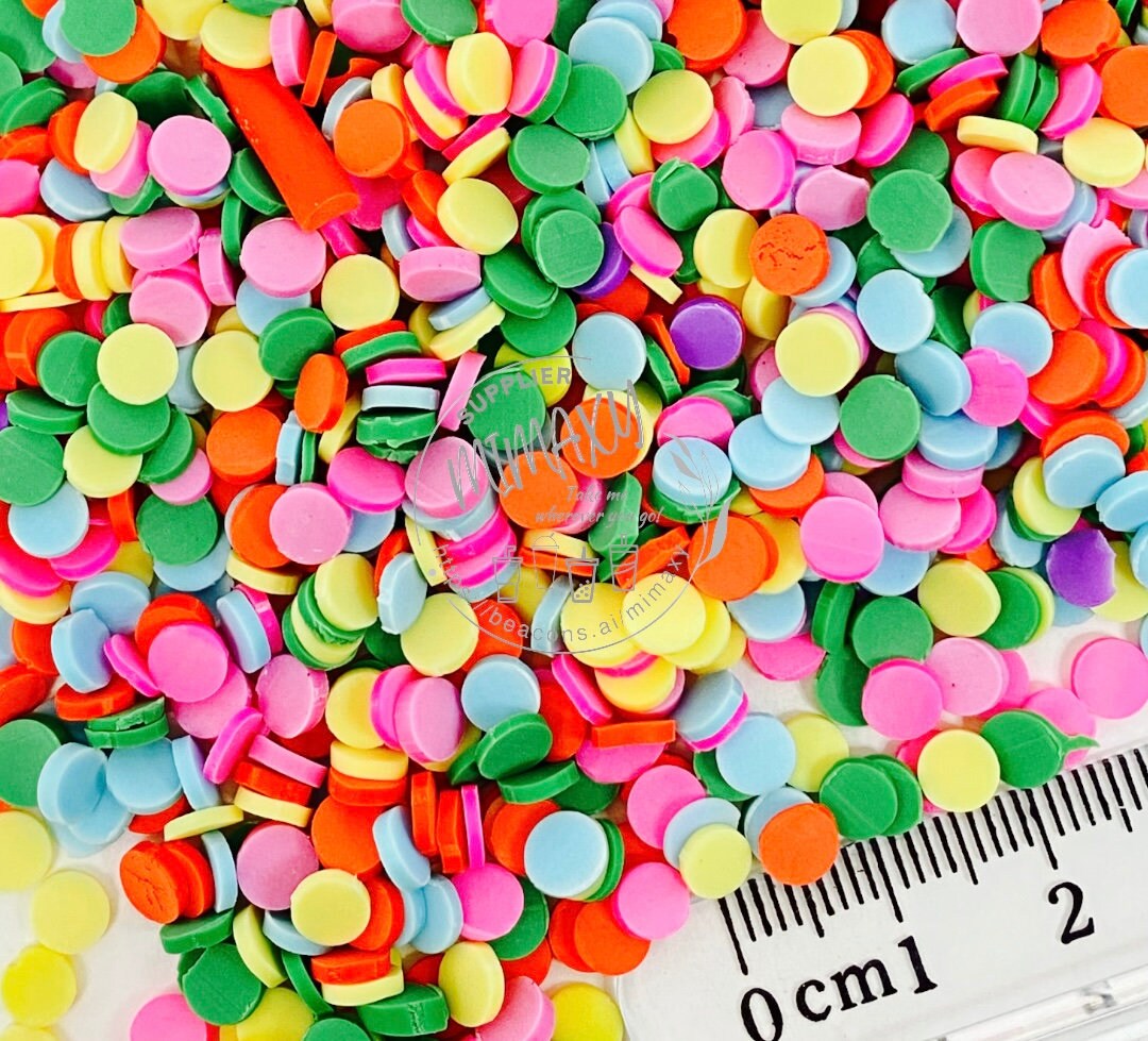 5mm Rainbow Confetti, Cake Dots, Round / Polymer clay Slices / sequins / resin art / nail art / fimo /DIY / Party and gifts, CONFETTI 018