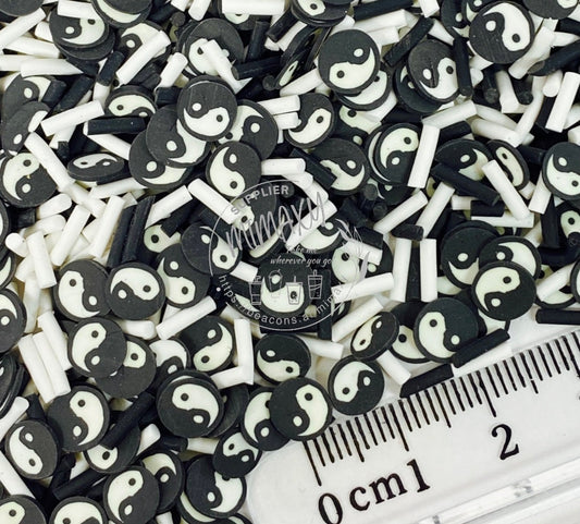 5mm Yin Yang, Polymer Clay Slices / Black , sprinkles black and white / resin art / nail art / snow globe tumbler / fimo / DIY, SYMBOLS 002