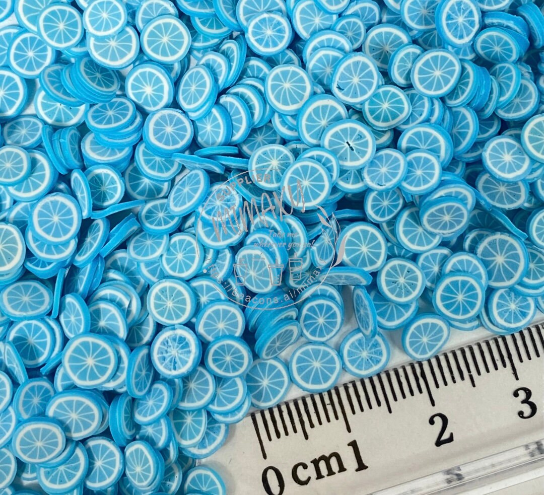 5mm Blue Lemon Slices / Citrus fruit / Polymer Clay Slices / Resin art / nail art / fruits / slime / fimo / DIY, LEMON 004