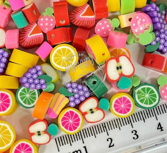 10mm Mix Fruit / beads / Polymer Clay Slices / nail art / resin art / crafts / DIY / Fimo, (11mm x 10mm, Hole: 1.6mm) BEADS 4