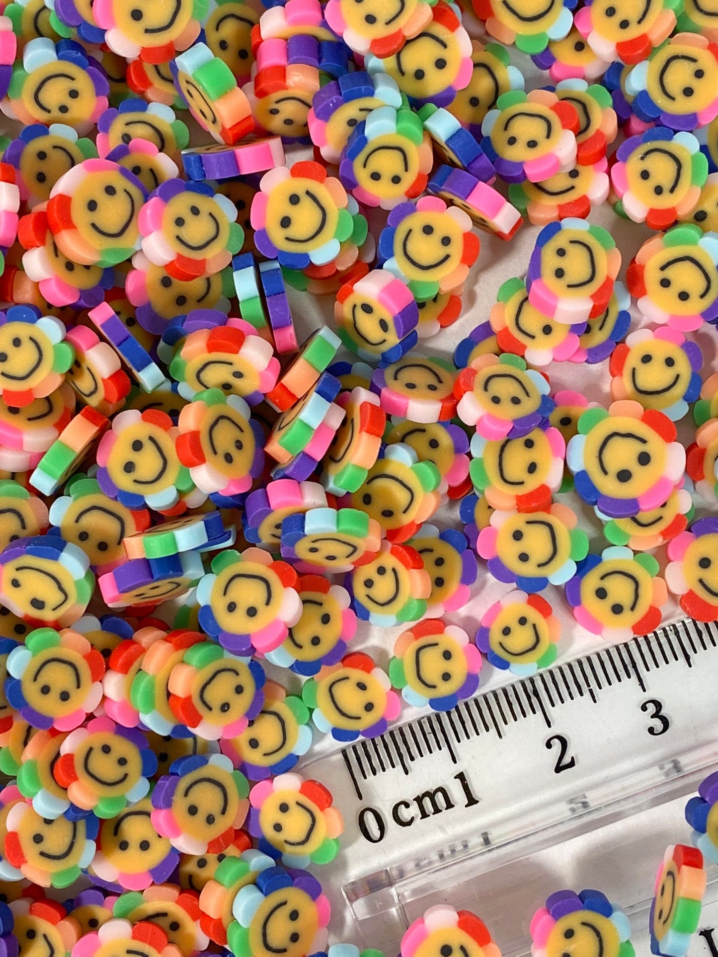 1cm Rainbow Flowers / beads / Polymer Clay Slices / nail art / resin art / crafts / DIY / FIMO, FLOWERS 007