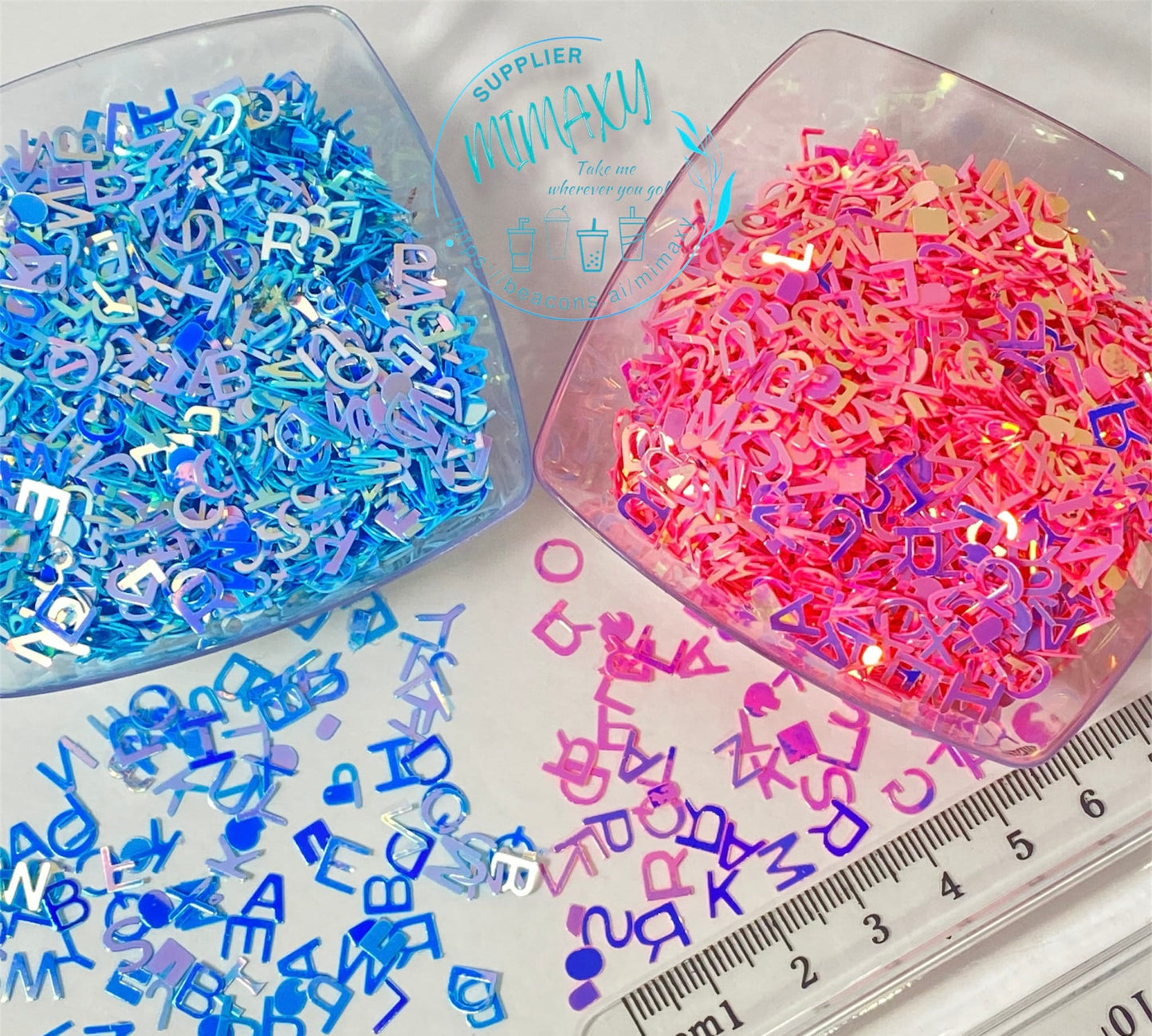 ALPHABET letters ABC Sequins 2different colors Iridescent holographic confetti Sprinkle Slime Holographic Craft Ships, ABC 004 005