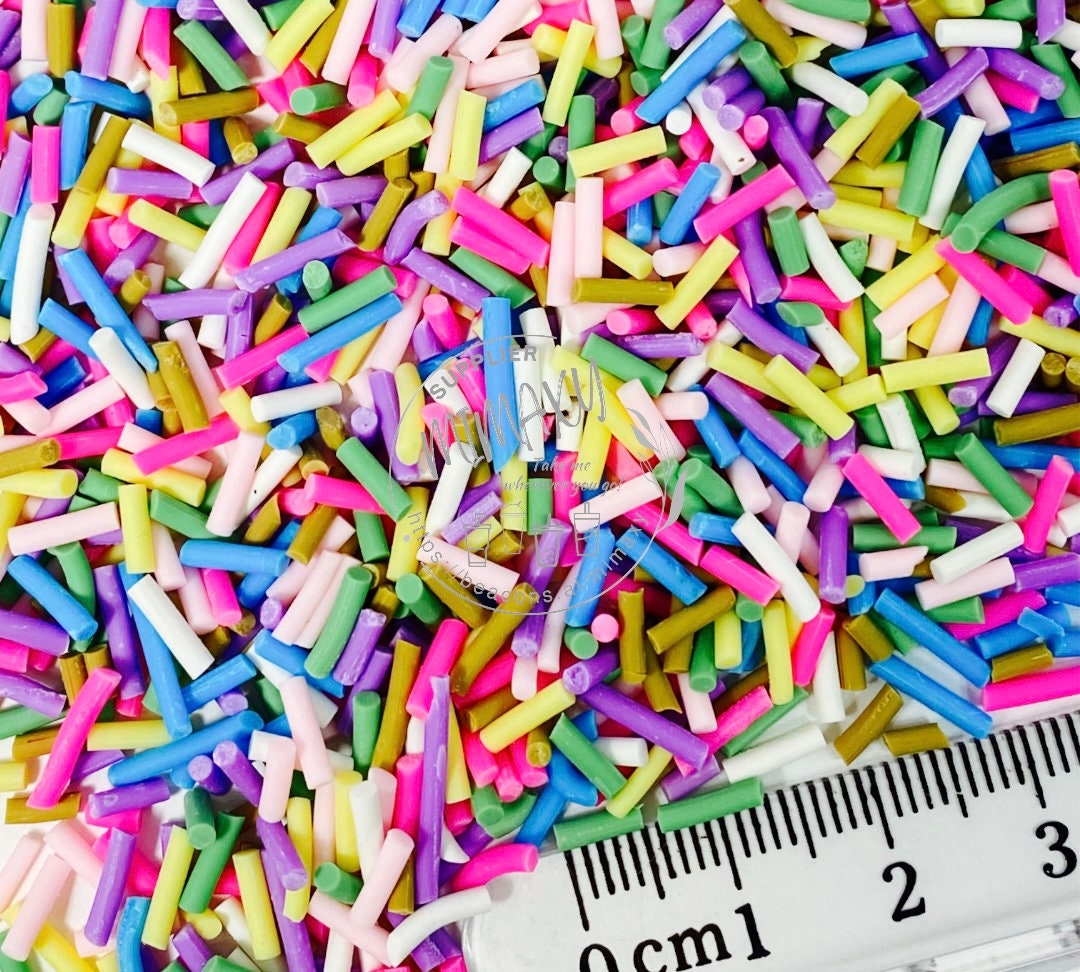 Rainbow Long Polymer Clay Fake Sprinkles / love/ Fimo, deco topping, slime, art, crafts, snow globe tumbler, Cake SPRINKLES 1-4