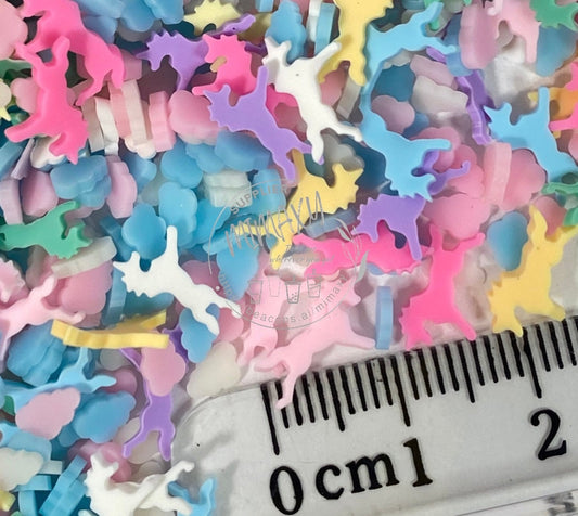 5mm Unicorn Rainbow Polymer Clay Slices /DIY/ resin art / crafts / snowglobe tumbler / fimo / cake color mix / nail art, UNICORN 001