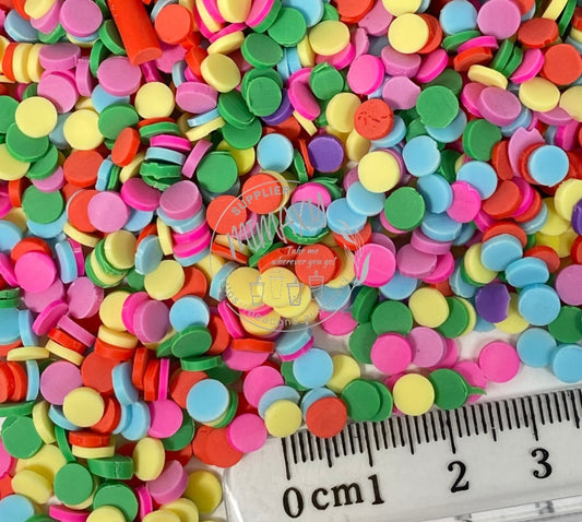 5mm Rainbow Confetti, Cake Dots, Round / Polymer clay Slices / sequins / resin art / nail art / fimo /DIY / Party and gifts, CONFETTI 018