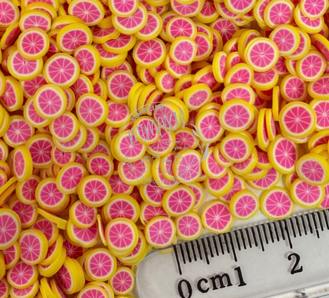 5mm Pink Grapefruit Polymer Clay Slices /Resin art / Nail art / sprinkles / confetti / Fimo / Slime / snow globe tumbler / LEMON 005