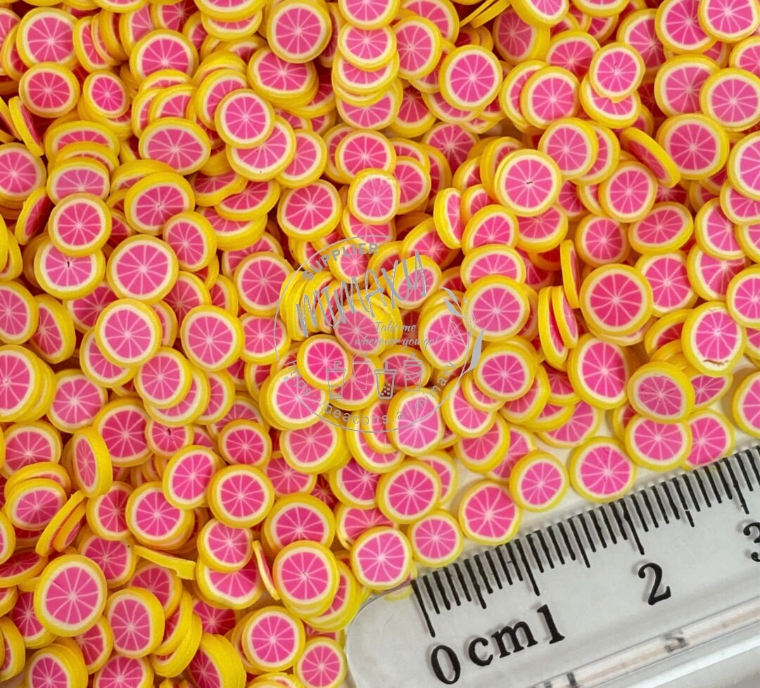 5mm Pink Grapefruit Polymer Clay Slices /Resin art / Nail art / sprinkles / confetti / Fimo / Slime / snow globe tumbler / LEMON 005