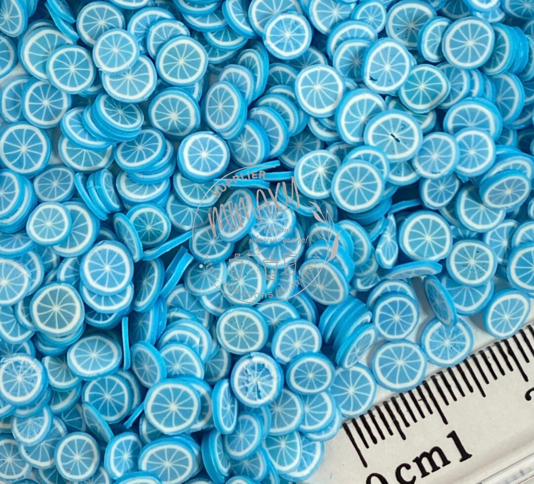 5mm Blue Lemon Slices / Citrus fruit / Polymer Clay Slices / Resin art / nail art / fruits / slime / fimo / DIY, LEMON 004