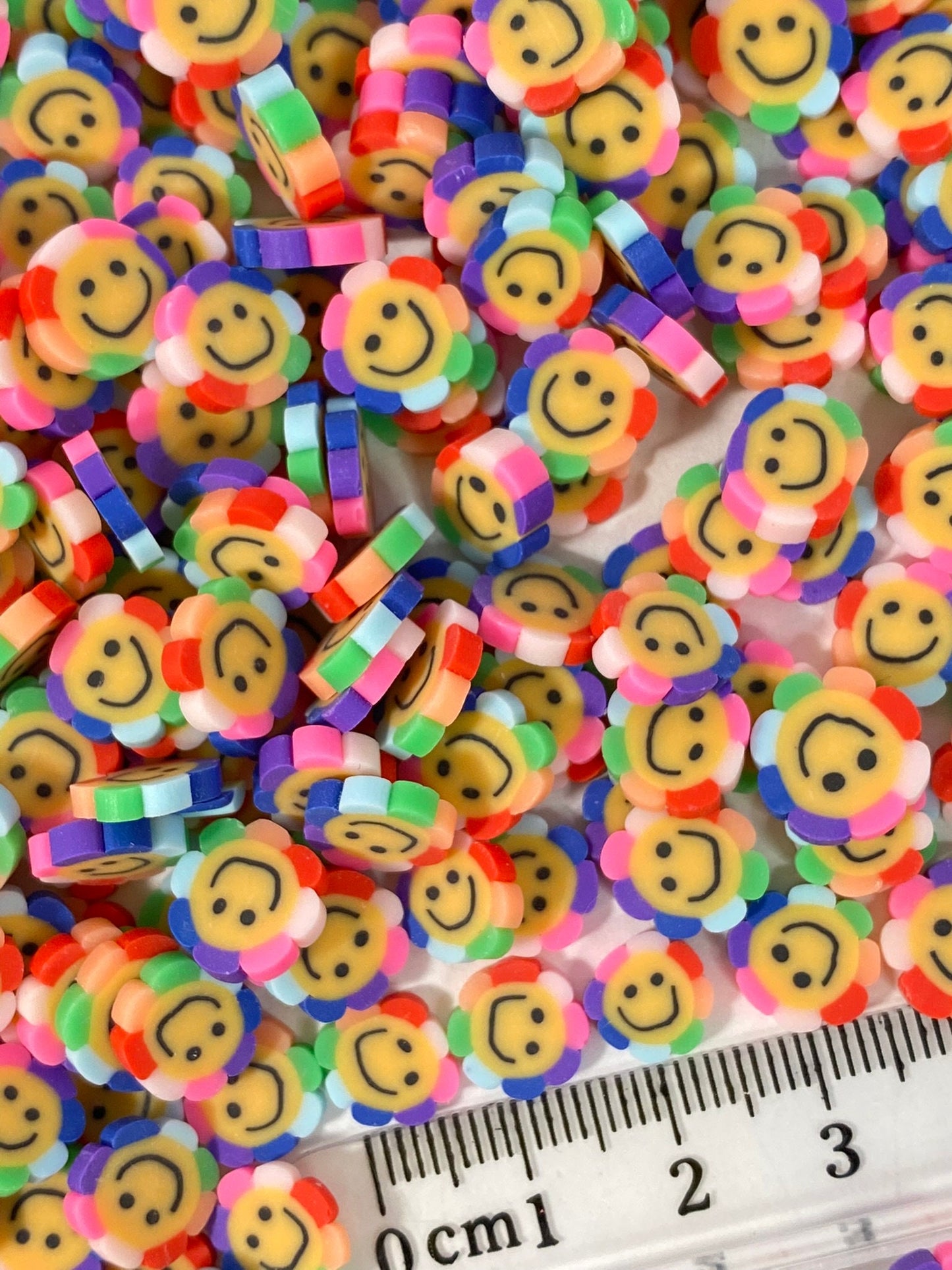 1cm Rainbow Flowers / beads / Polymer Clay Slices / nail art / resin art / crafts / DIY / FIMO, FLOWERS 007