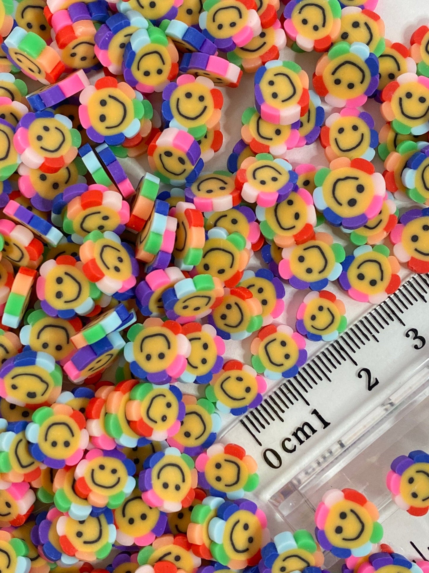 1cm Rainbow Flowers / beads / Polymer Clay Slices / nail art / resin art / crafts / DIY / FIMO, FLOWERS 007