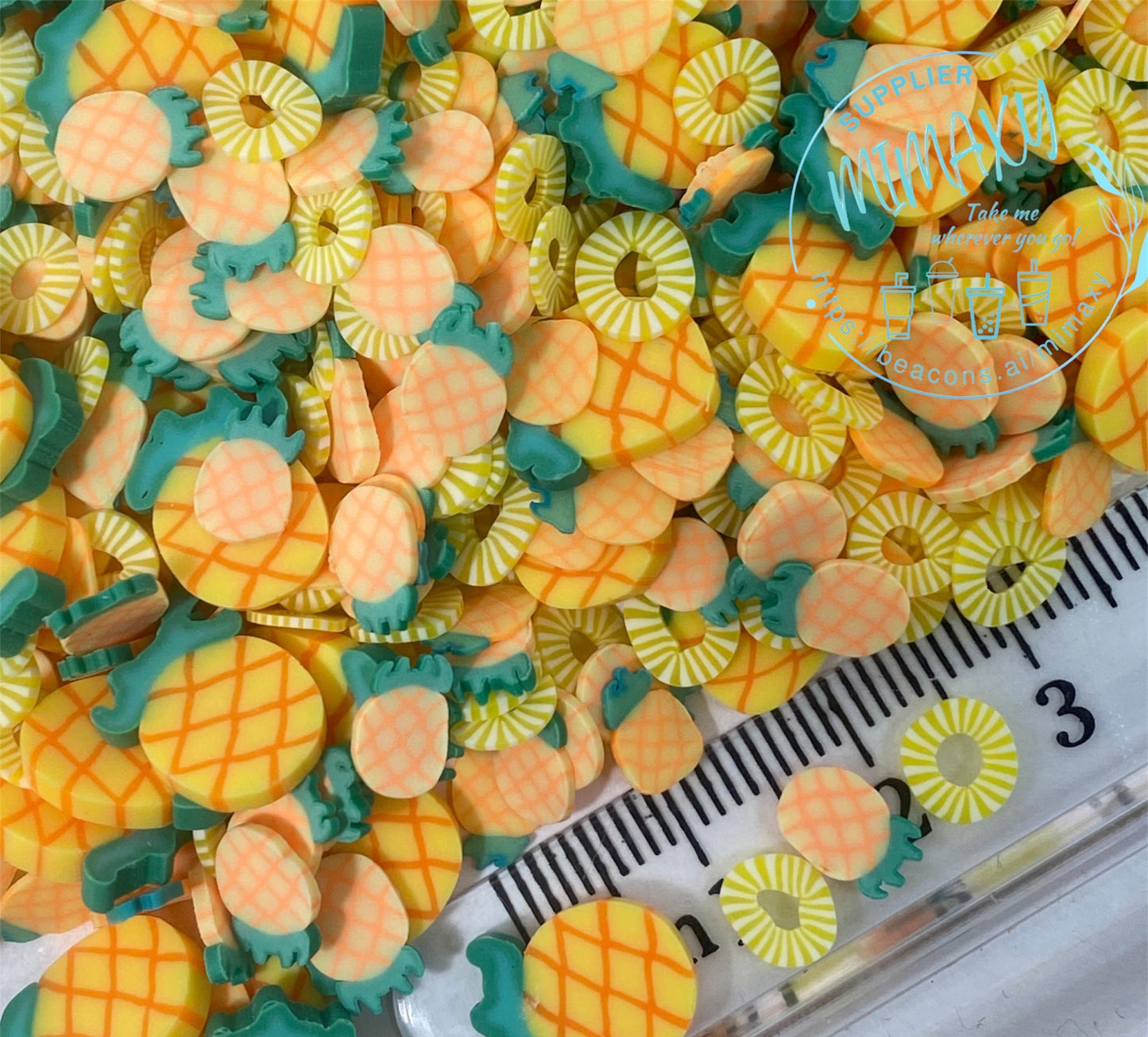 5-10mm Pineapple Mix Polymer Clay Slices / resin art / nail art / snow globe tumbler / crafts / supplies / DIY /whole food /MIX FRUIT 003