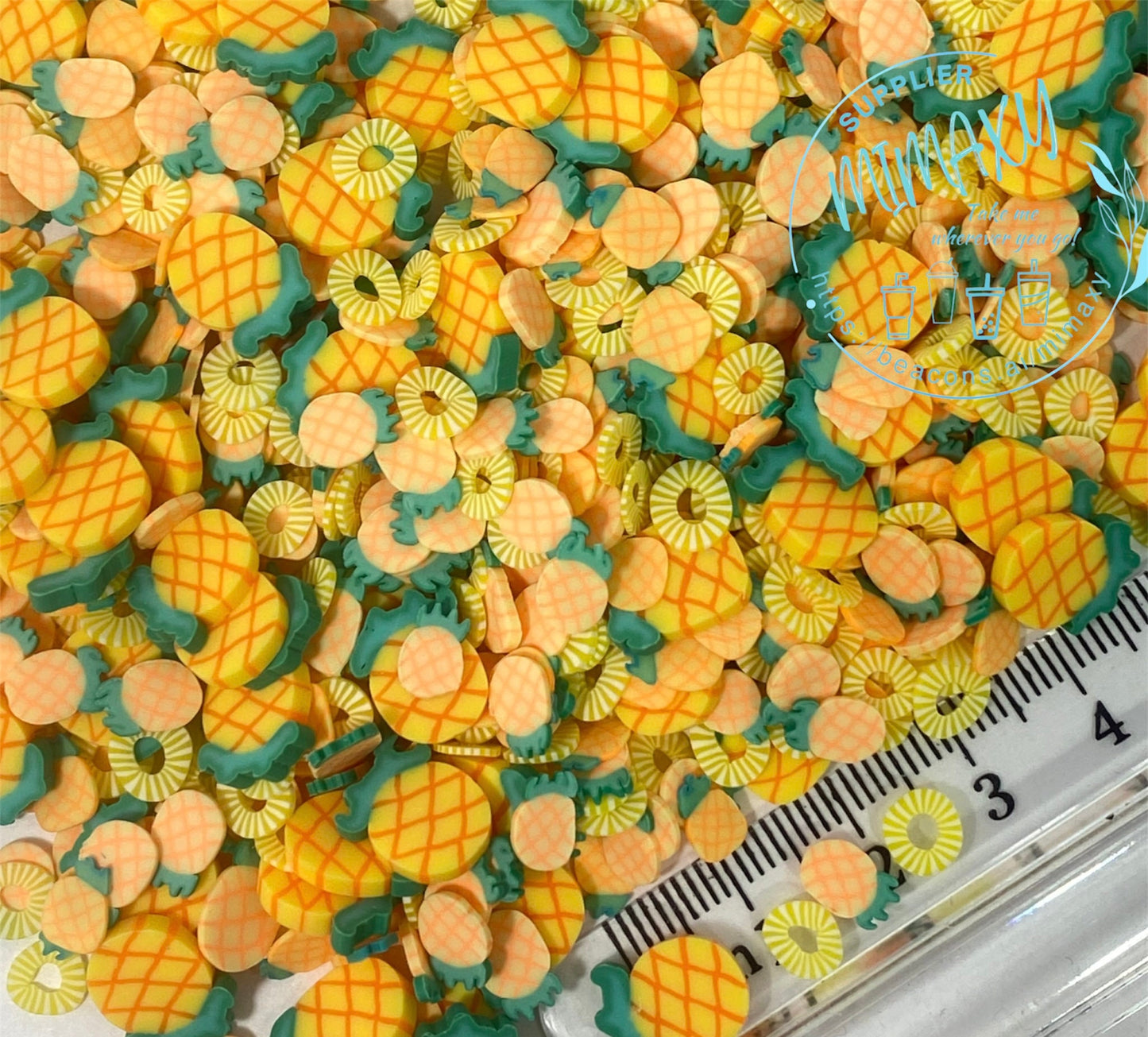 5-10mm Pineapple Mix Polymer Clay Slices / resin art / nail art / snow globe tumbler / crafts / supplies / DIY /whole food /MIX FRUIT 003