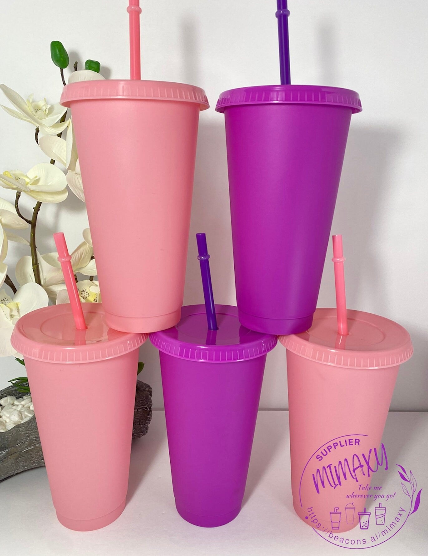 5 Pack 24oz VALENTINE'S day tumbler / Cup Solid Color / Mother's Day Gift / Pink White Red Purple Violet/Hot Pink/ DIY LOVE