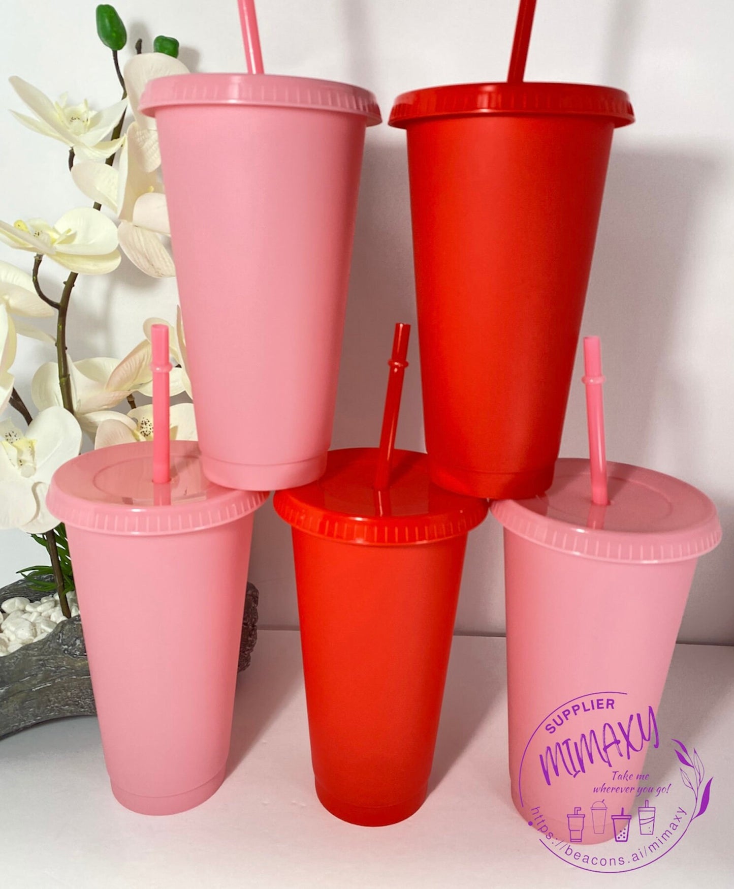 5 Pack 24oz VALENTINE'S day tumbler / Cup Solid Color / Mother's Day Gift / Pink White Red Purple Violet/Hot Pink/ DIY LOVE