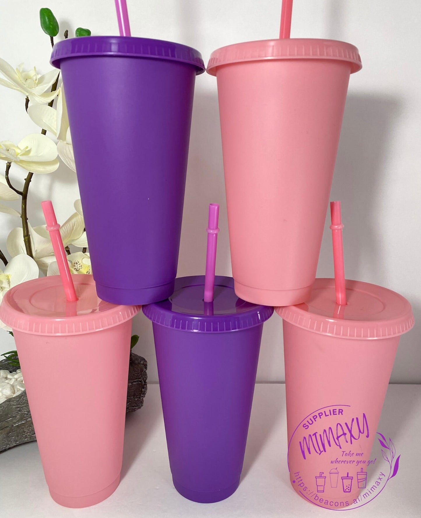 5 Pack 24oz VALENTINE'S day tumbler / Cup Solid Color / Mother's Day Gift / Pink White Red Purple Violet/Hot Pink/ DIY LOVE