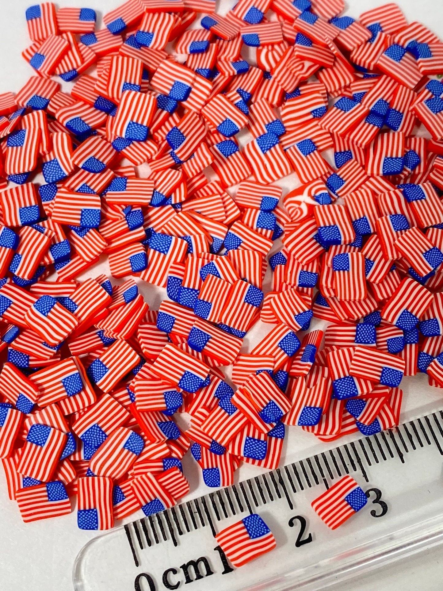 5mm American Flag/America Shield / Polymer clay slices/Patriotic American Flag /Nail Art Slices, Faux sprinkles, 4th of July, USA 001