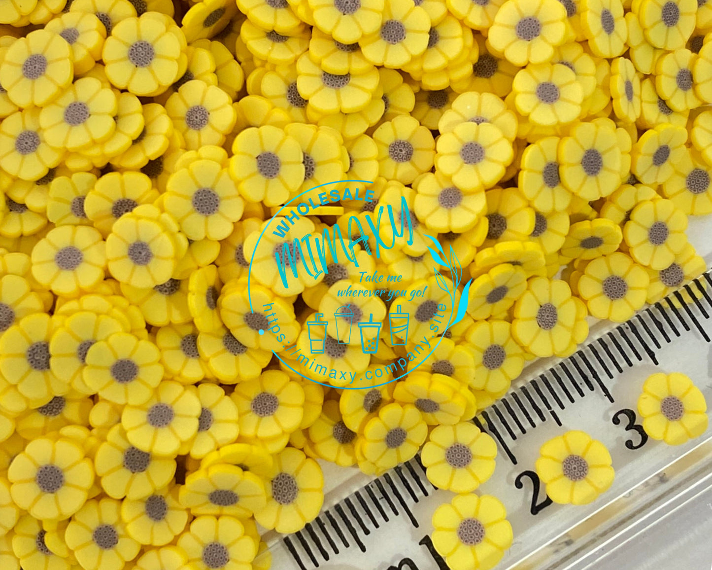 5mm SUNFLOWER/ FLOWER/ Sprinkle, Slime, Polymer Clay Slices, Fake, Bake, Nail Art, Faux Craft Ships, SUNFLOWER 001