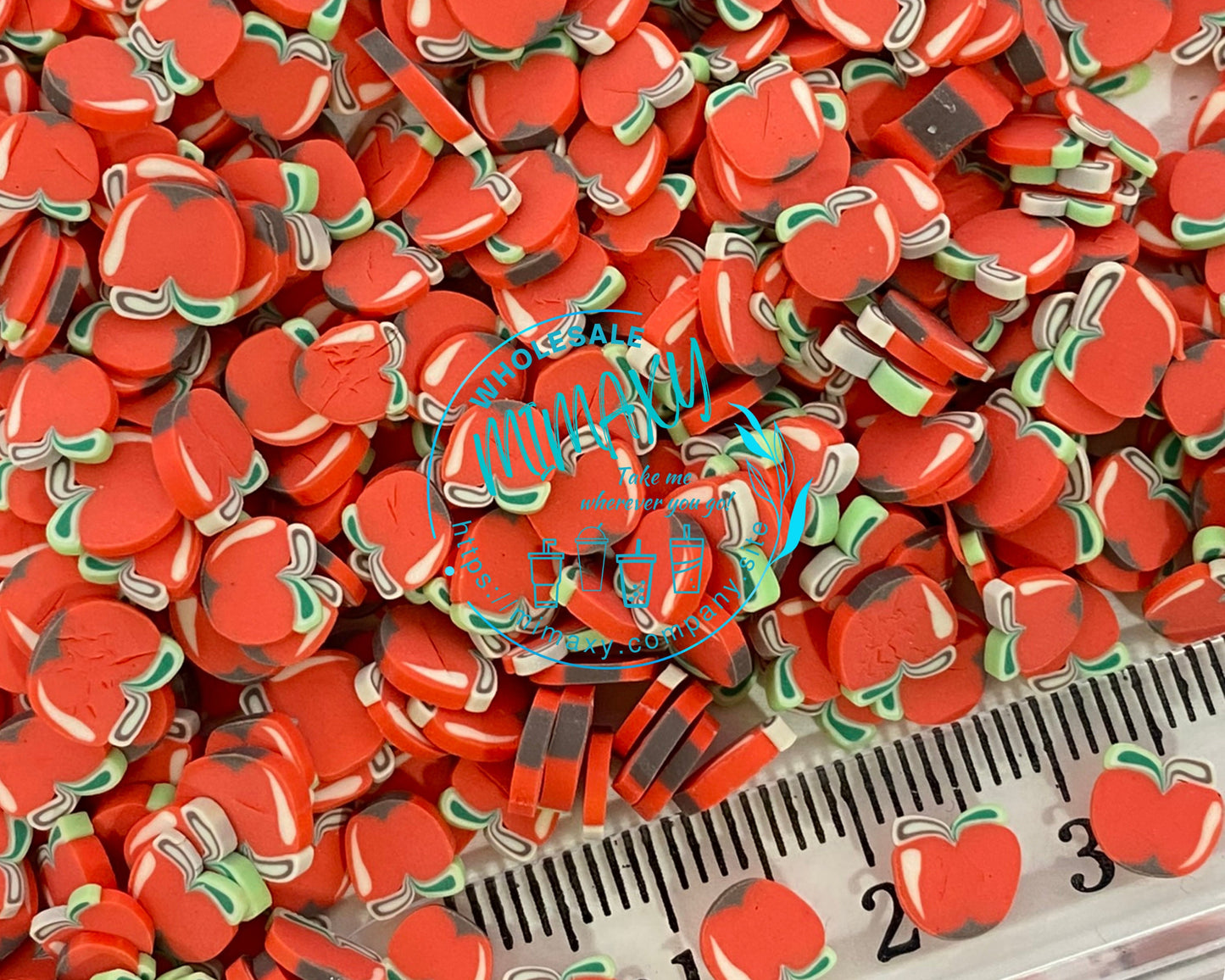 5mm RED APPLE Whole/ Polymer Clay Slices / resin art / nail art / snow globe tumbler / crafts / supplies / Diy / Cute / fruits, APPLE 001