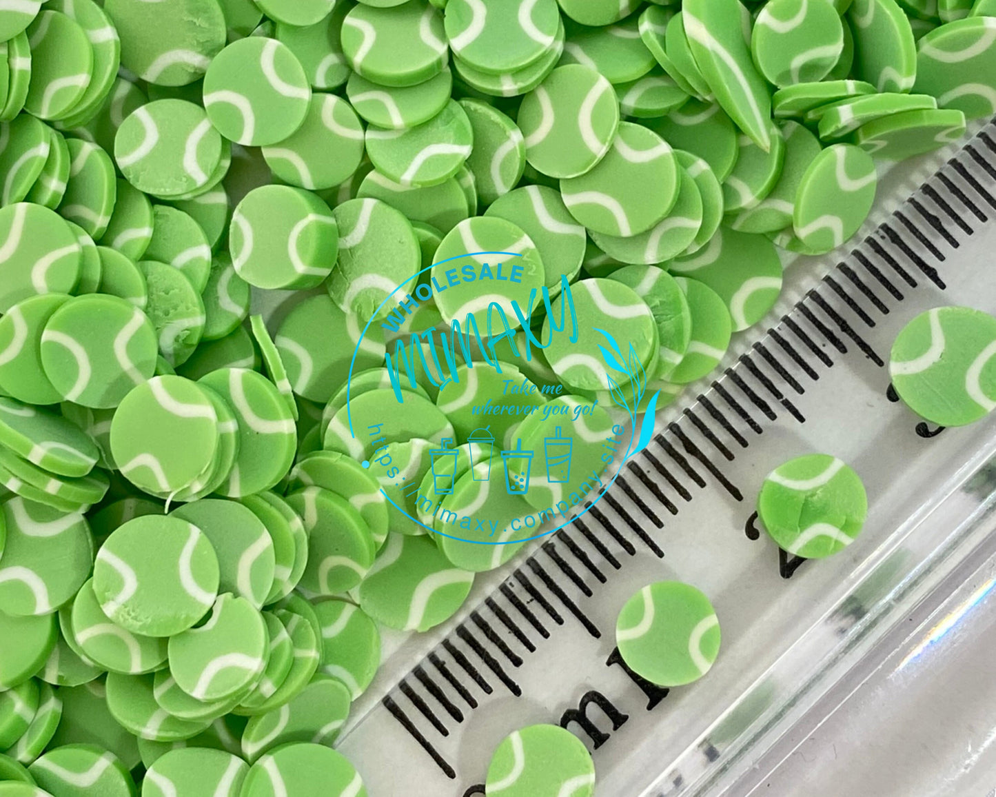 5mm TENNIS/ Ball/ SPORT/Sprinkle/ Slime Polymer Clay Slice Slices Fake Bake Nail Art Faux Craft Ships, resin art, nail art, BALLS 007