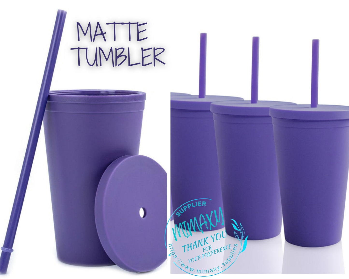 16oz. MATTE PURPLE Tumbler/Double Wall Acrylic/Tumbler, Blank /Pastel Acrylic Matte Plastic, Customizable Matte Blank Tumblers, BPA Free