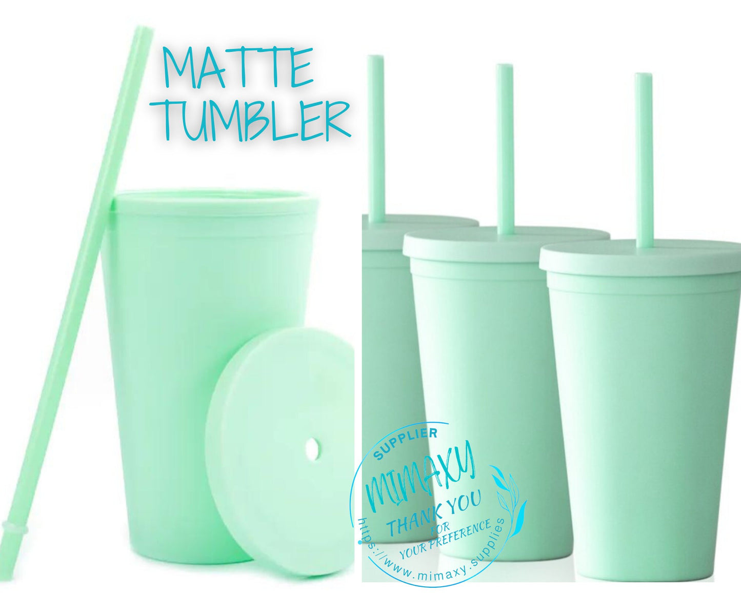 16oz. MATTE Light Green Tumbler/Double Wall Acrylic/Tumbler, Blank /Pastel/Acrylic/Plastic, Customizable Matte Blank Tumblers, BPA Free