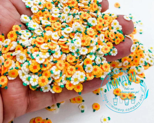 5mm YELLOW White DAISY, Polymer Clay Slices / resin art / nail art / snow globe tumbler / crafts / supplies / Diy / Cute / Flower, DAISY 004