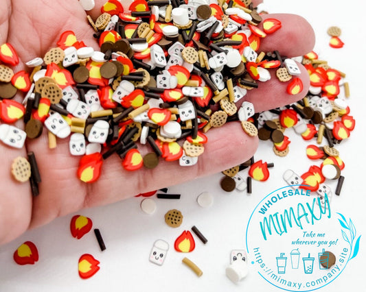 5mm , S’mores Chocolate Marshmallow Polymer Clay Slices / resin art / nail art / snow globe tumbler / crafts / supplies / DIY / CAMP 002