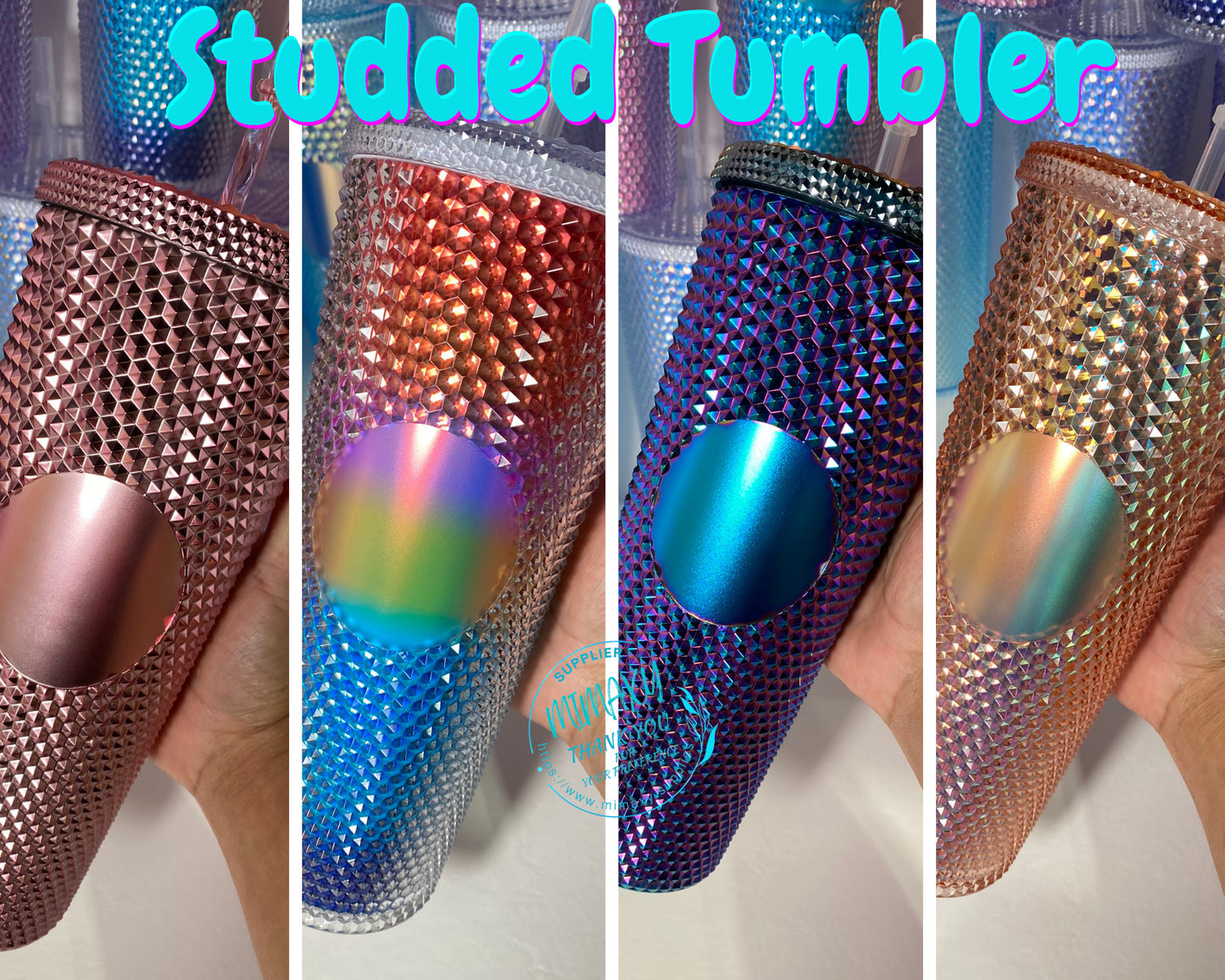 24oz. STUDDED Spring Tumbler /Gift / Cup/ Blank Cup / Blank Tumbler / Coffee Shop Tumbler / Cold Cup / Customizable Logo /No Brand /