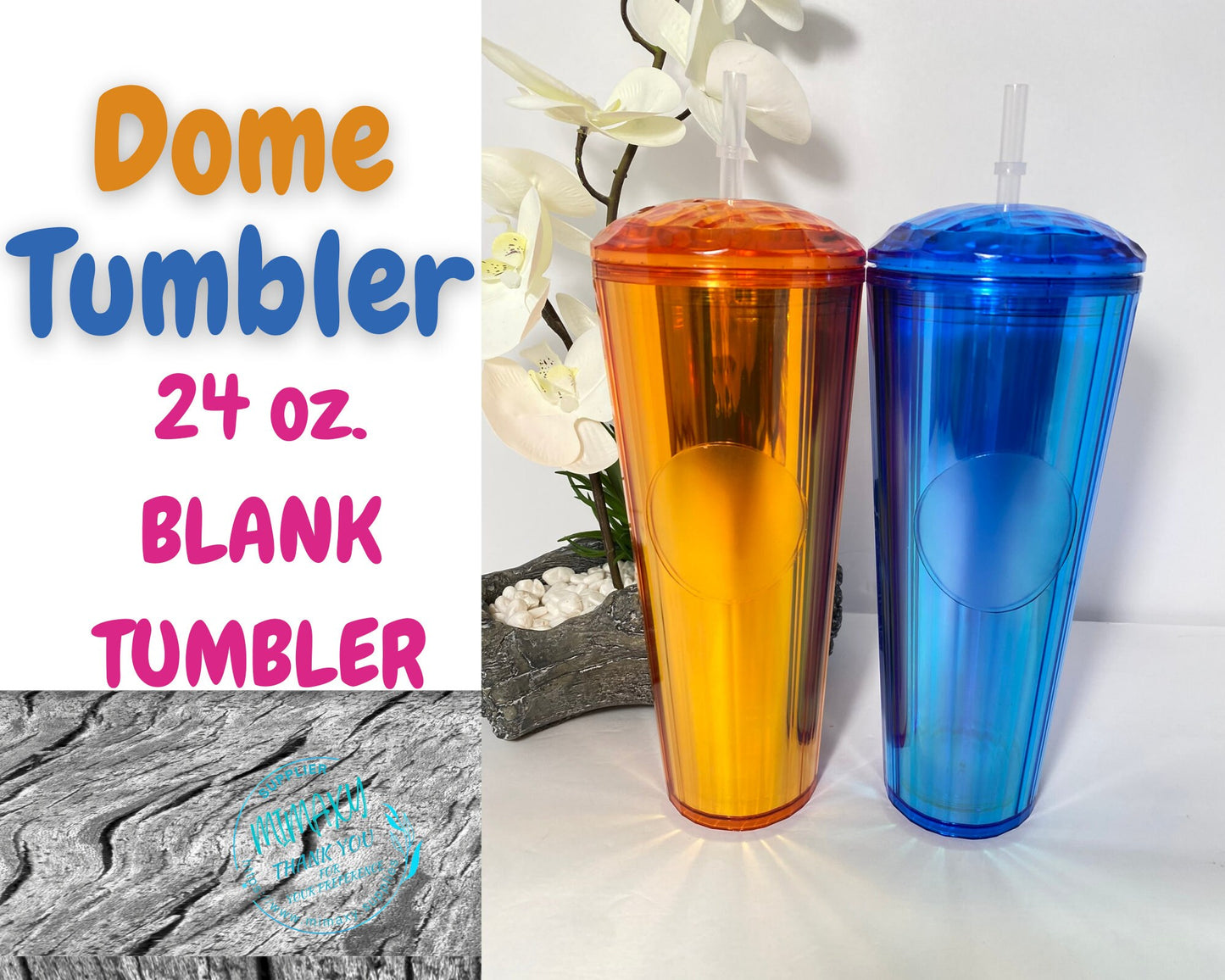 24oz. DOME TUMBLER / Spring Tumbler / Gift / Cup / Blank Cup / Blank Tumbler / Coffee Shop Tumbler / Cold Cup / Customizable Logo /No Brand