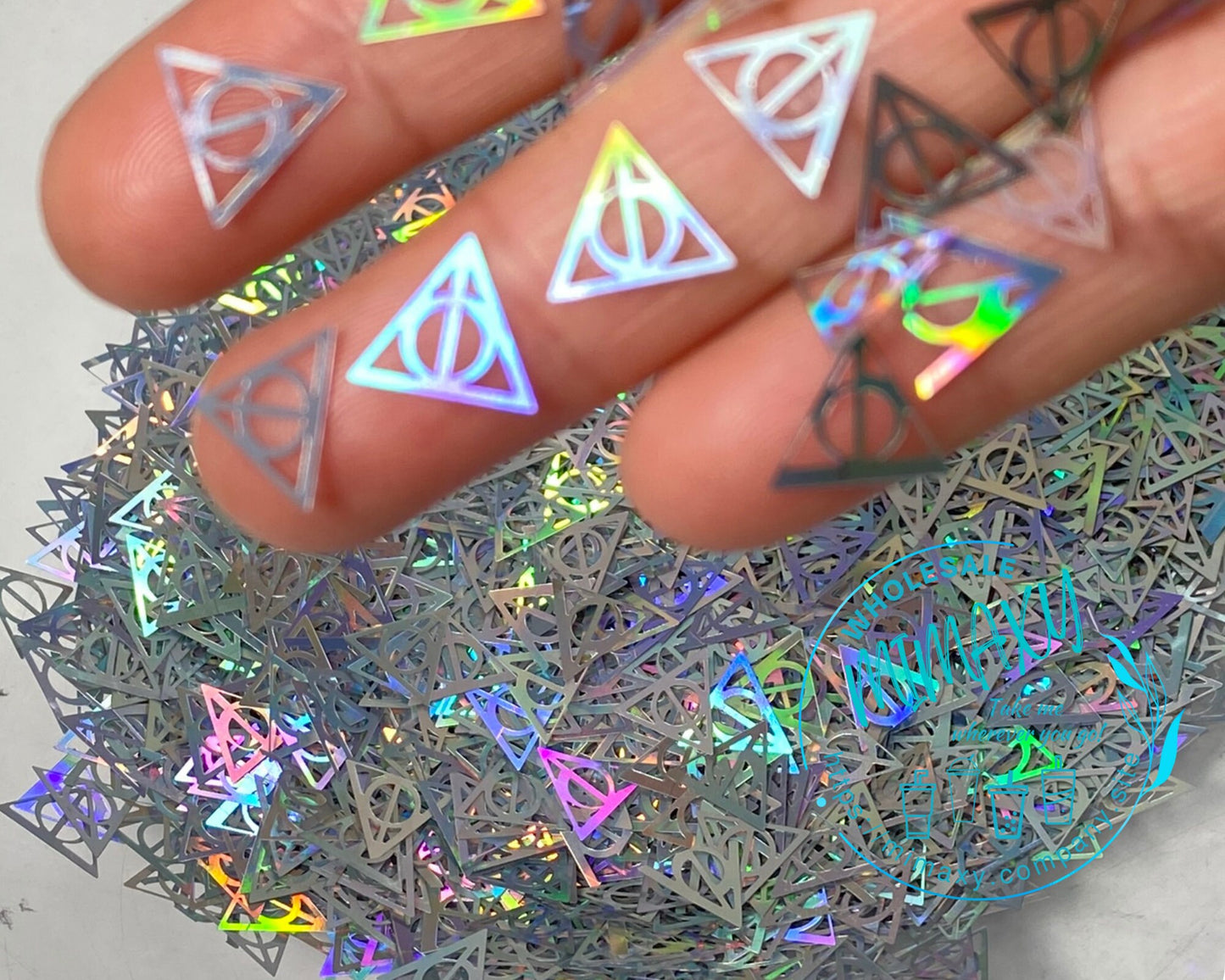 10mm Holographic Deathly Triangles, Shaped Glitter, Chunky Glitter Mix, Cosmetic Glitter,Nail Art, Resin art,Snow Globe,Craft. SHAPES 005